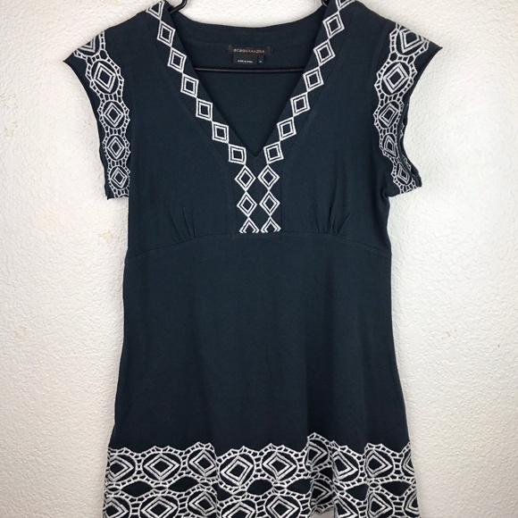 BCBGMaxAzria Tops - BCBG MAXAZRIA Embroidered Navy Blue Tunic